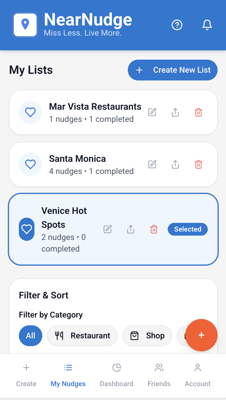 My Lists - Organize Your Nudges
