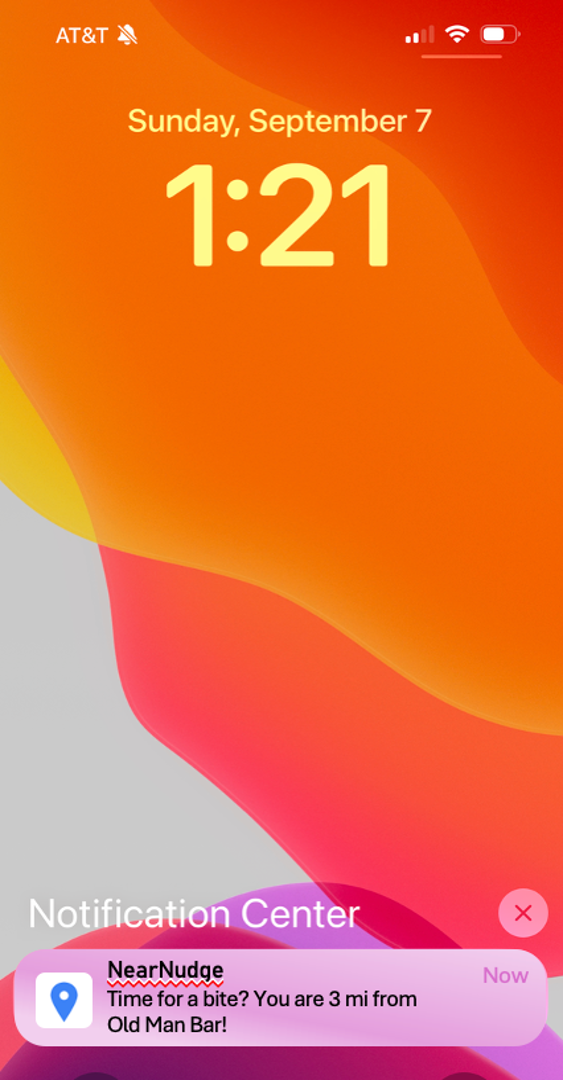 NearNudge Push Notification